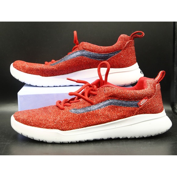 Vans Off The Wall Men's Red Glitter W/Blue Stripe, Men's US Size 7, EUR Size 39 - Picture 2 of 5